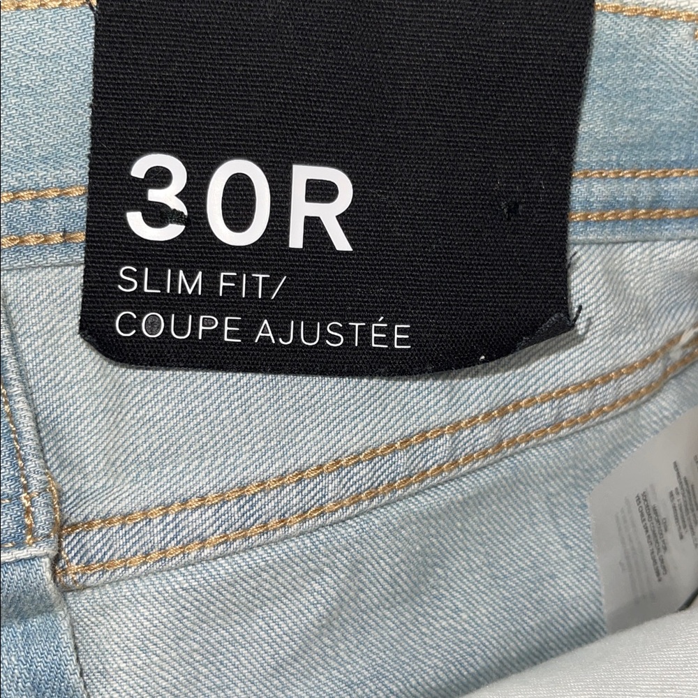 Armani Exchange Light Blue Distressed Slim 5 pocket Jeans NWT 30 x 33 30R - Picture 10 of 13